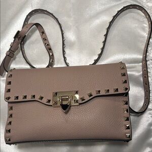 Valentino Garavani Taupe Studded Crossbody Bag